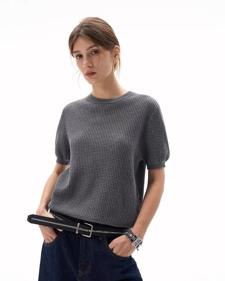 Madxmarx Minimal Knit Short-Sleeve Sweater