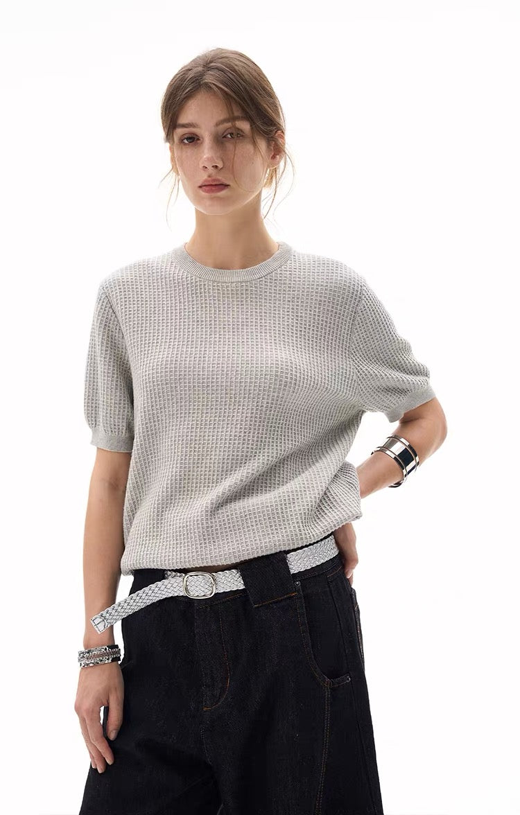 Madxmarx Minimal Knit Short-Sleeve Sweater