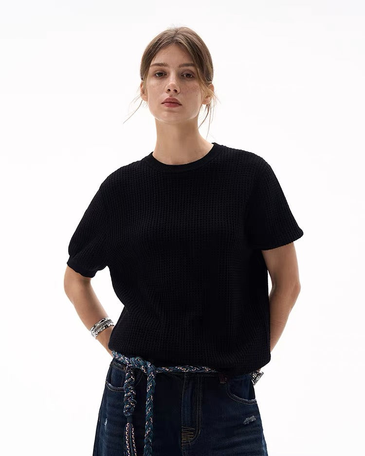 Madxmarx Minimal Knit Short-Sleeve Sweater