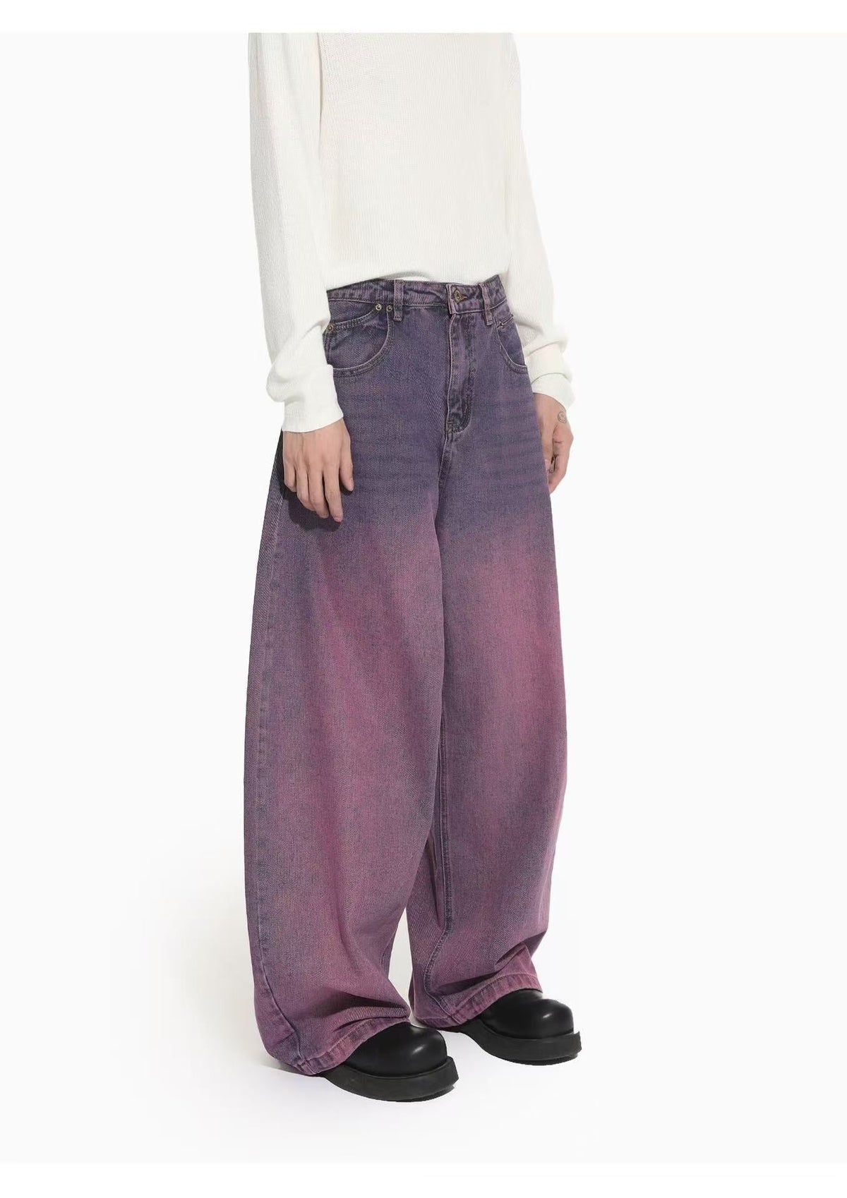Madxmarx Gradient Washed Wide-Leg Jeans