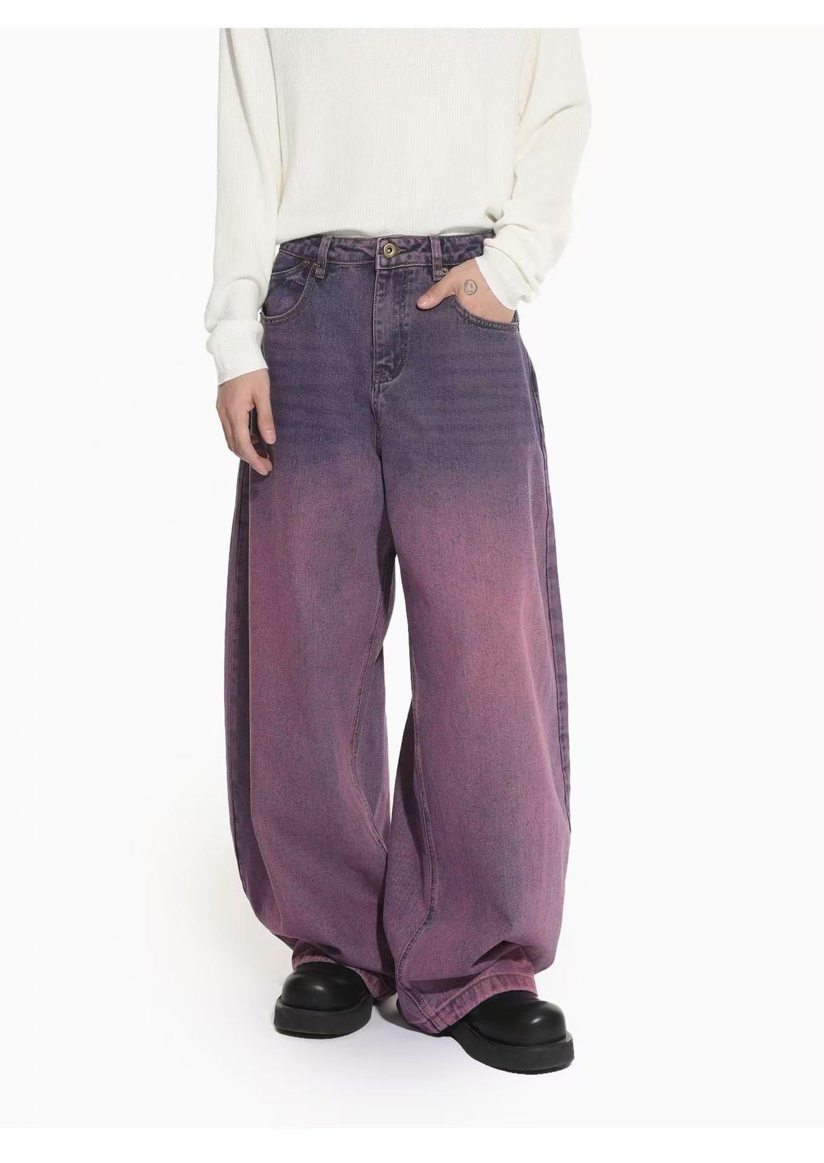 Madxmarx Gradient Washed Wide-Leg Jeans