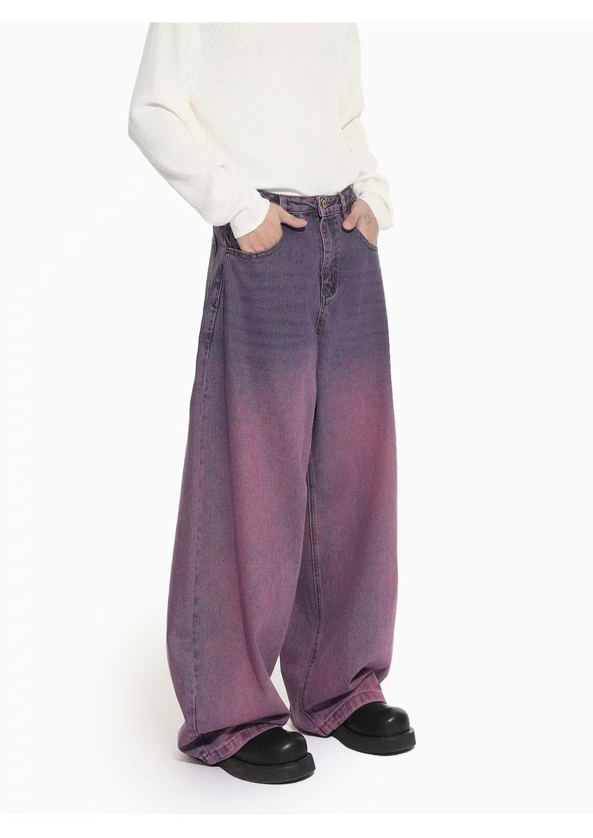 Madxmarx Gradient Washed Wide-Leg Jeans