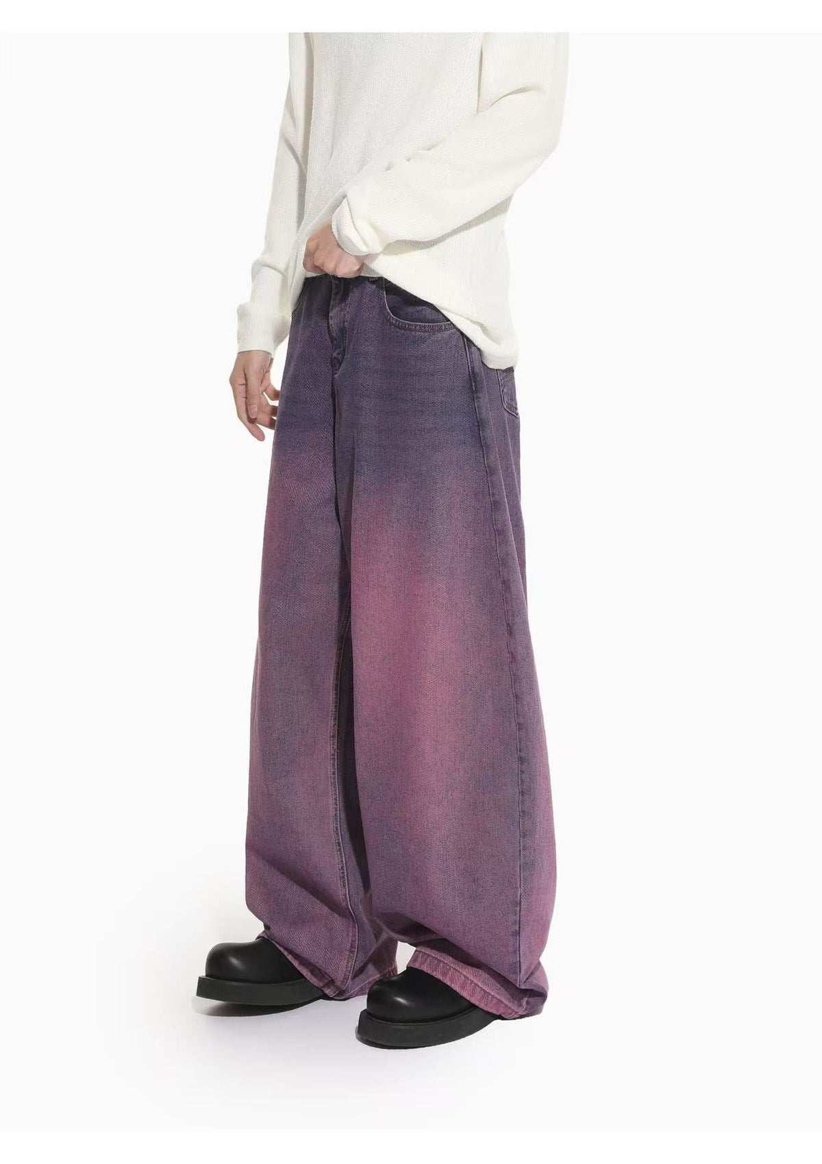 Madxmarx Gradient Washed Wide-Leg Jeans