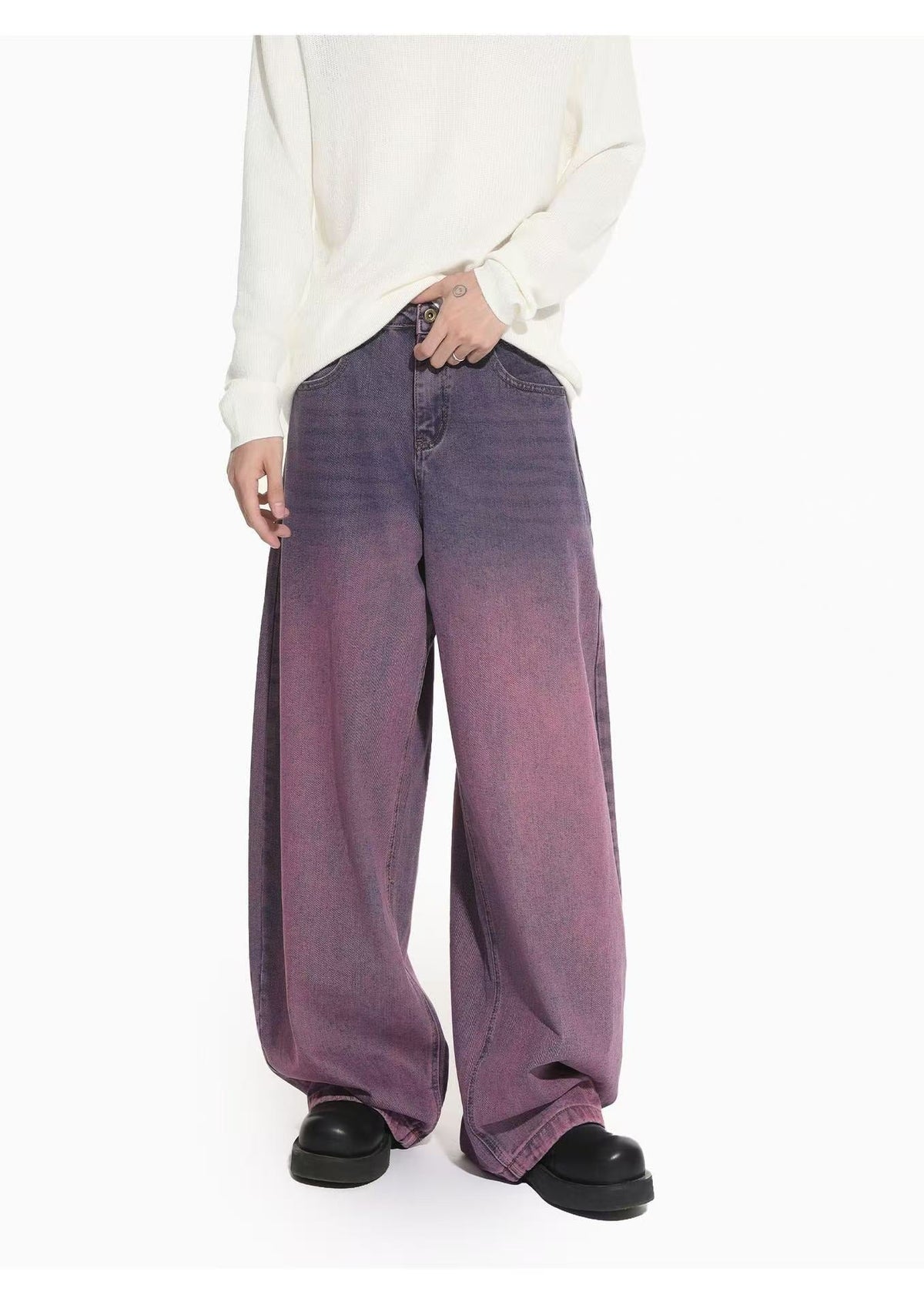 Madxmarx Gradient Washed Wide-Leg Jeans
