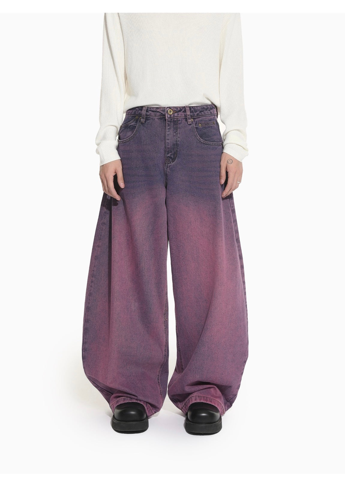 Madxmarx Gradient Washed Wide-Leg Jeans