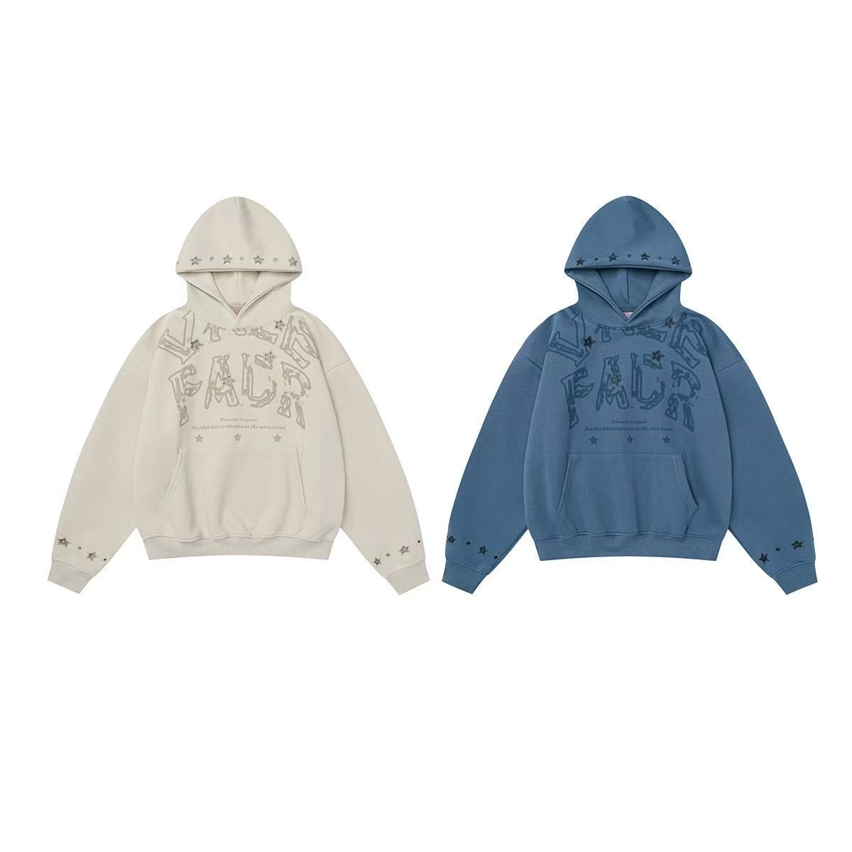 Madxmarx Star-Studded Graphic Pullover Hoodie