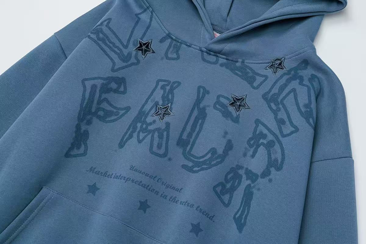 Madxmarx Star-Studded Graphic Pullover Hoodie