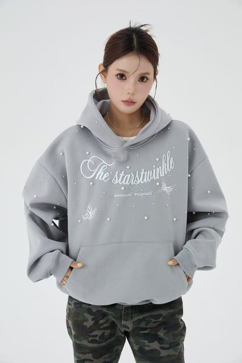 Madxmarx Rhinestone Script Pullover Hoodie