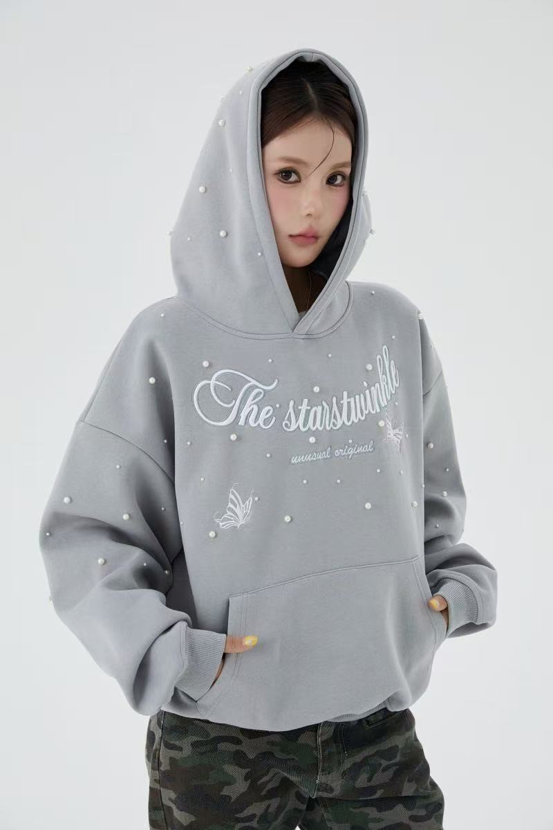 Madxmarx Rhinestone Script Pullover Hoodie