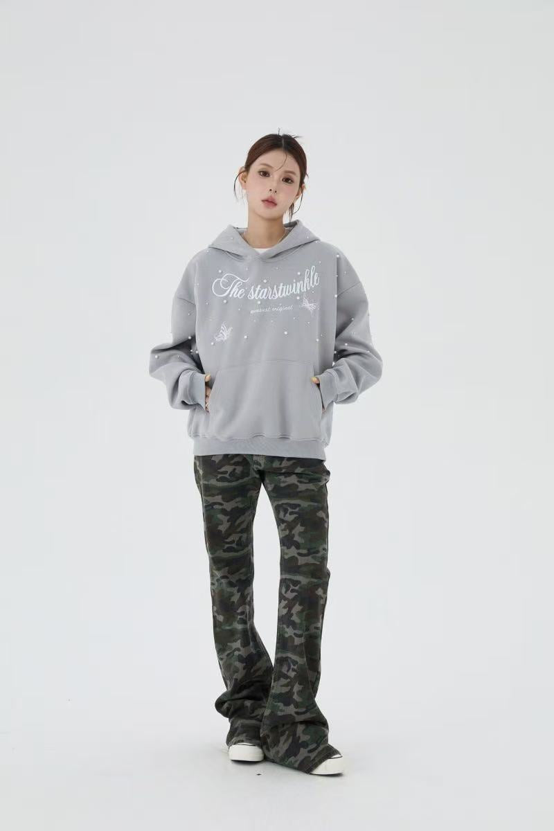 Madxmarx Rhinestone Script Pullover Hoodie