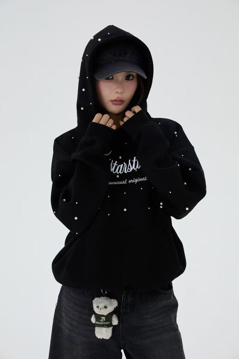 Madxmarx Rhinestone Script Pullover Hoodie