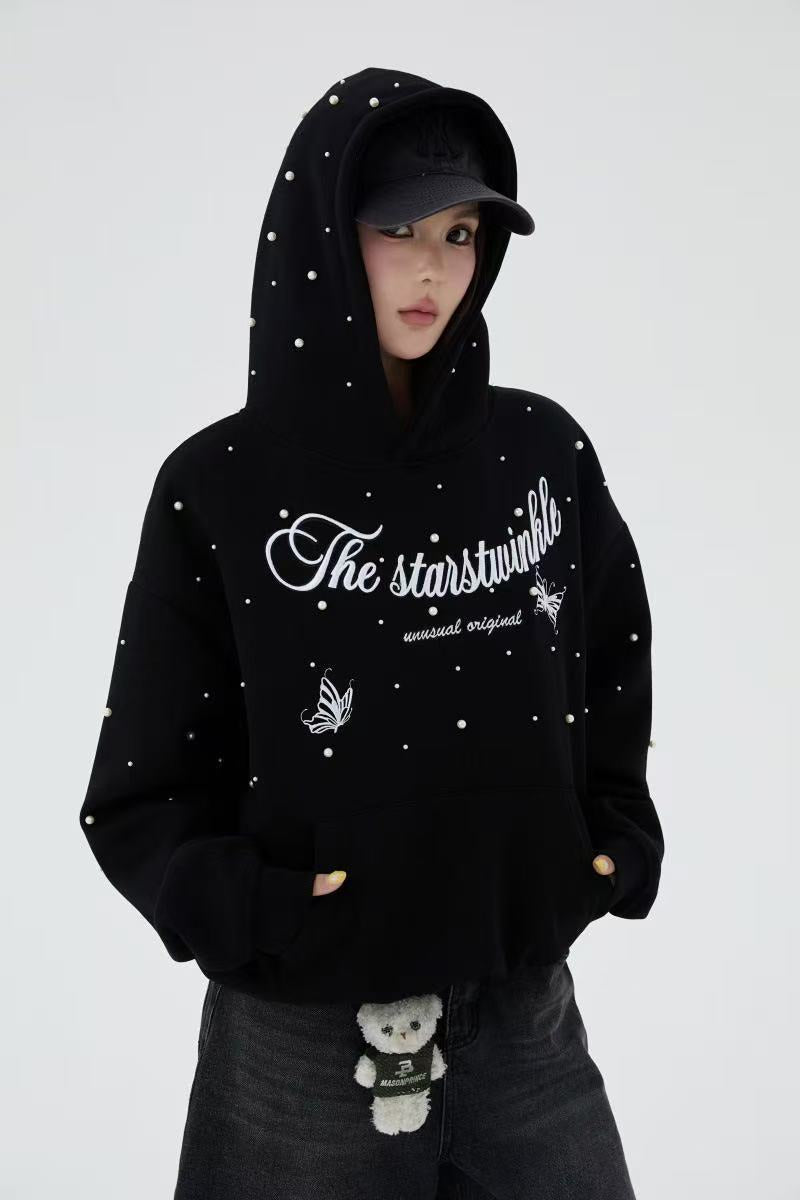 Madxmarx Rhinestone Script Pullover Hoodie