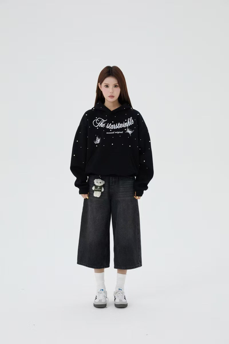 Madxmarx Rhinestone Script Pullover Hoodie