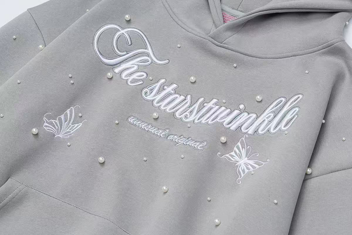 Madxmarx Rhinestone Script Pullover Hoodie