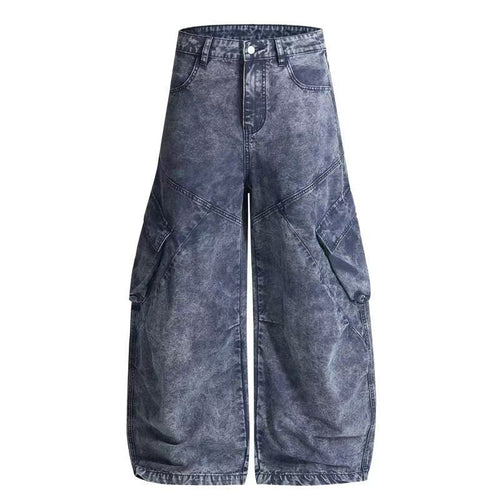 Madxmarx Vintage Paneled Cargo Wide-Leg Pants - 2XS / Blue