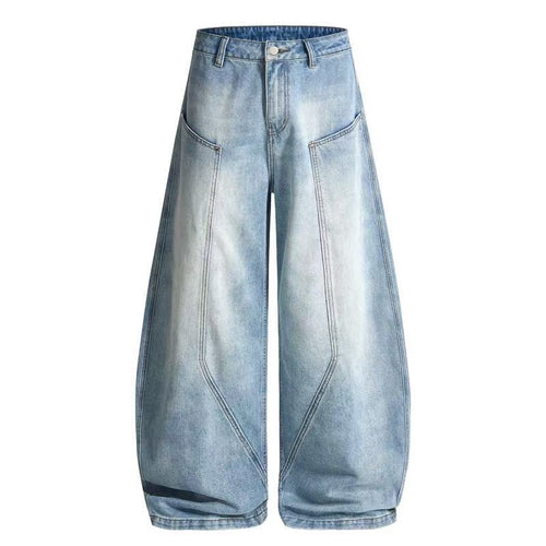 Madxmarx Light Wash Balloon Wide-Leg Denim Pants - 2XS / Blue