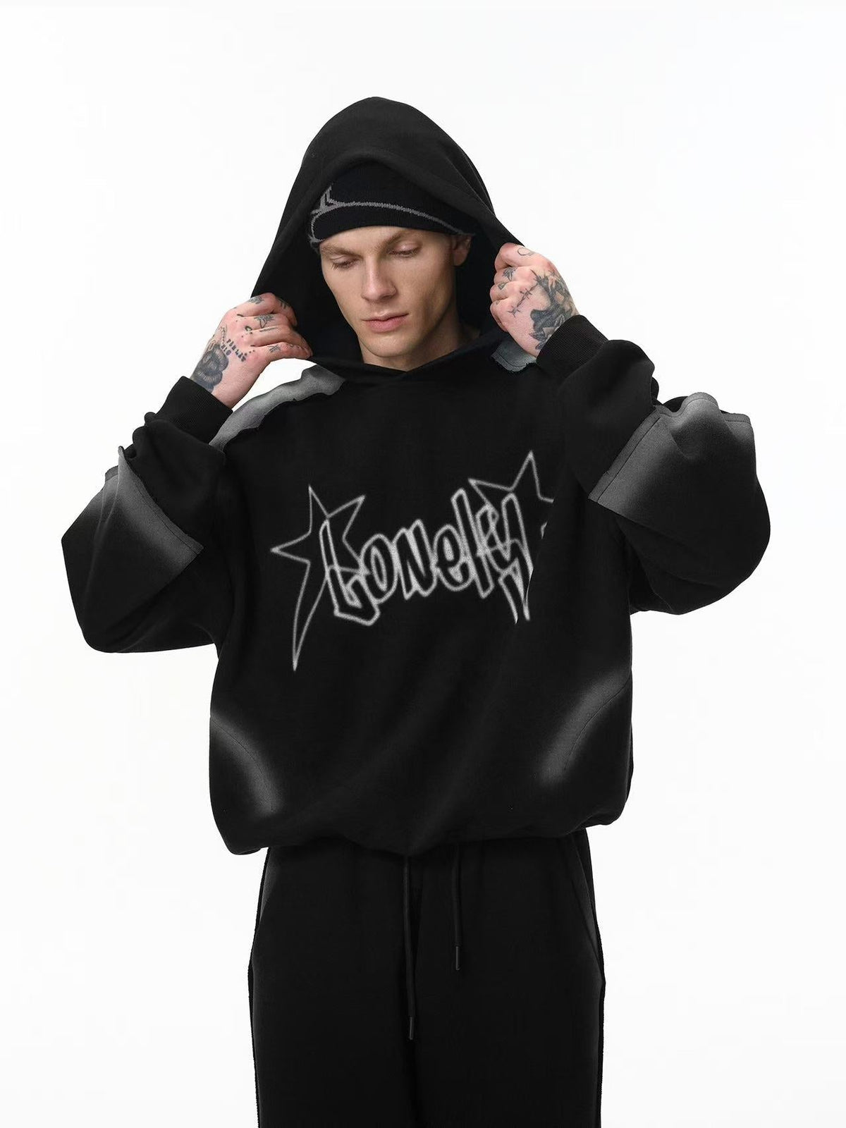 Sudadera con capucha de algodón de mezcla Madxmarx con logotipo de estrella