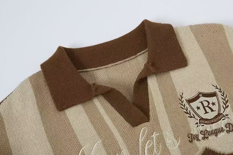 Madxmarx Retro Varsity “06” Knit Polo Sweater