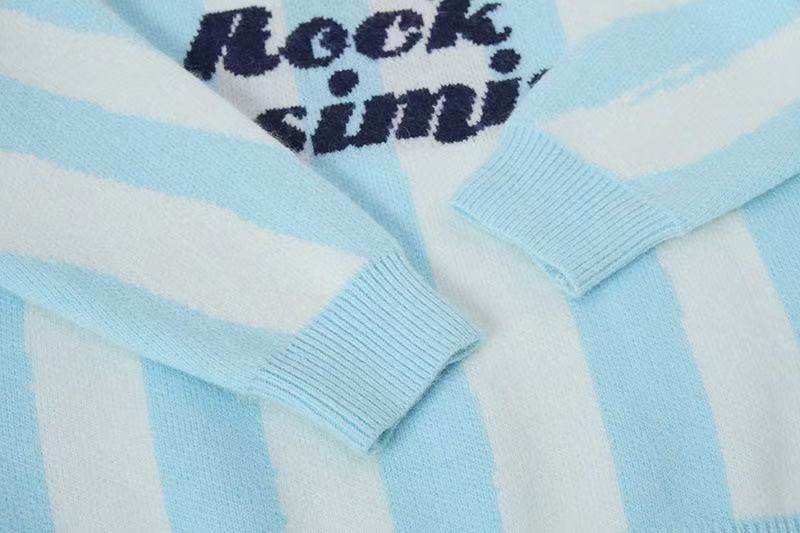 Madxmarx “Rock Pessimism” Striped Knit Polo Sweater