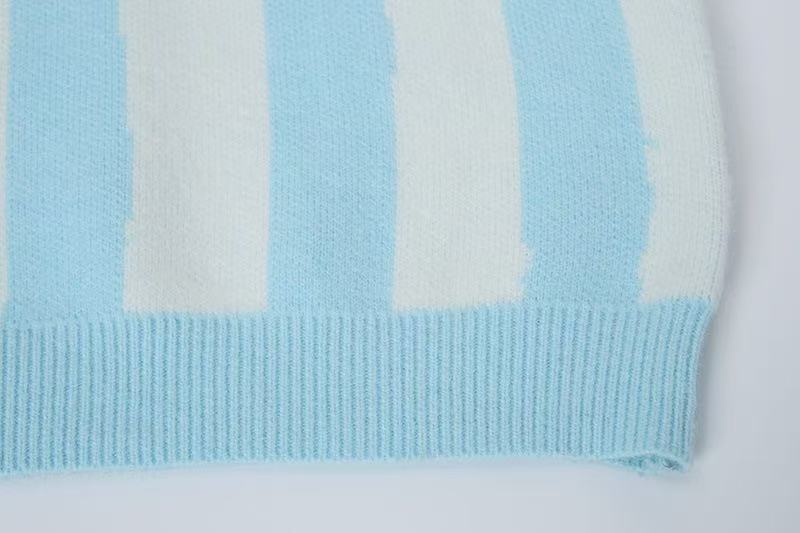 Madxmarx “Rock Pessimism” Striped Knit Polo Sweater