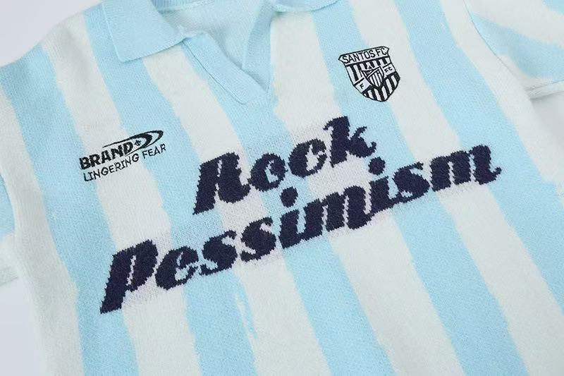 Madxmarx “Rock Pessimism” Striped Knit Polo Sweater