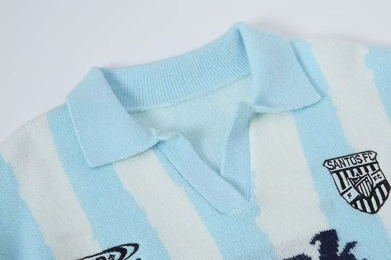 Madxmarx “Rock Pessimism” Striped Knit Polo Sweater
