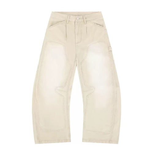 Madxmarx Curved-Cut Washed Work Pants - S / Apricot