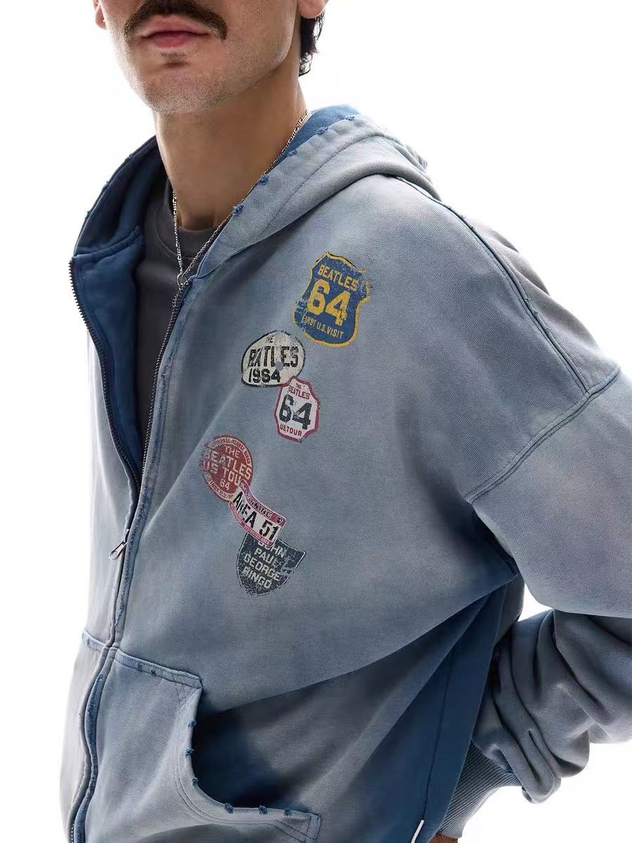 Madxmarx Vintage Patch Zip-Up Hoodie