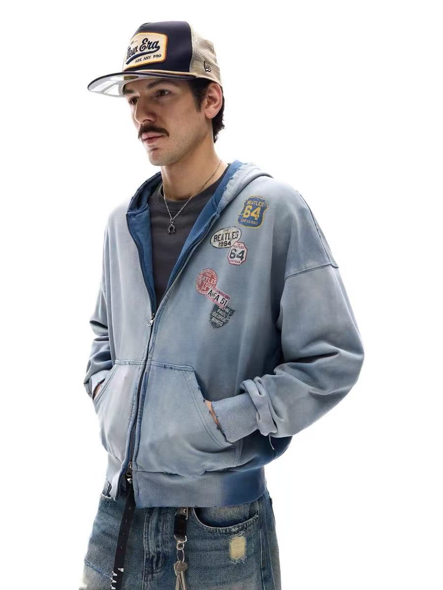 Madxmarx Vintage Patch Zip-Up Hoodie