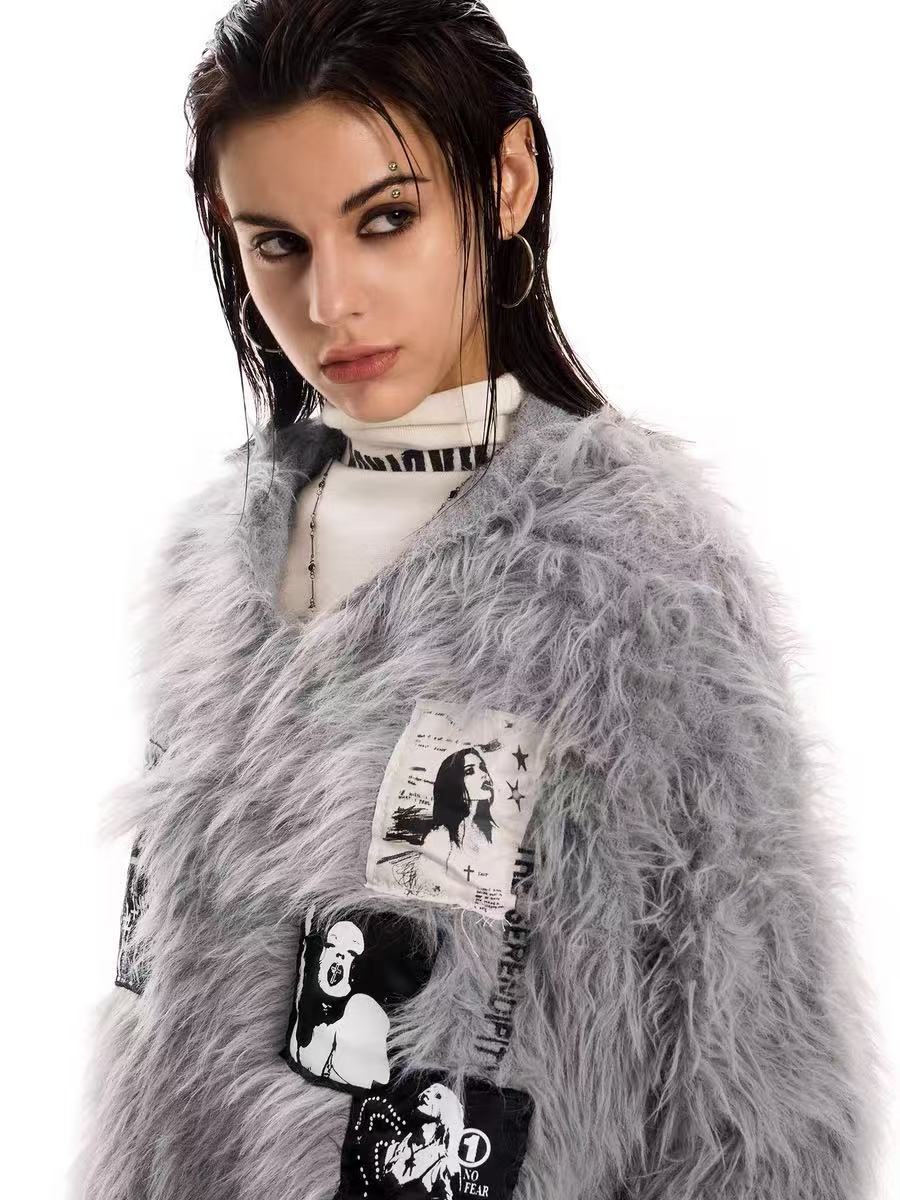 Madxmarx Fuzzy Patch Knit Sweater