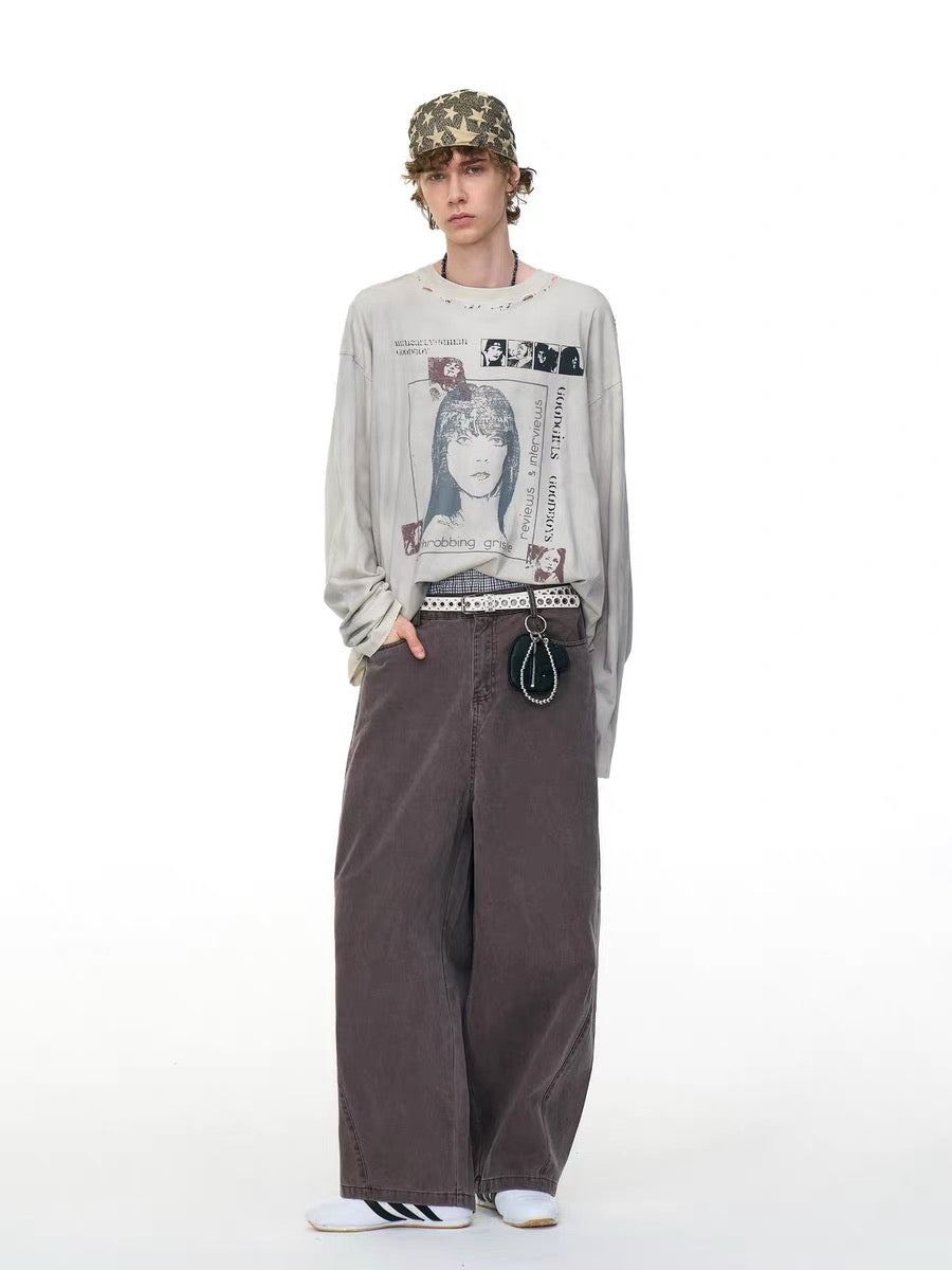 Madxmarx Distressed Graphic Long Sleeve Tee