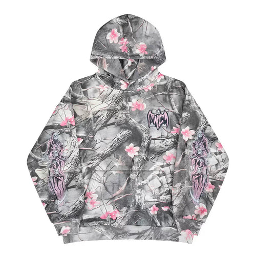 Sweat à capuche graphique Madxmarx Sakura Camo - M / Gris