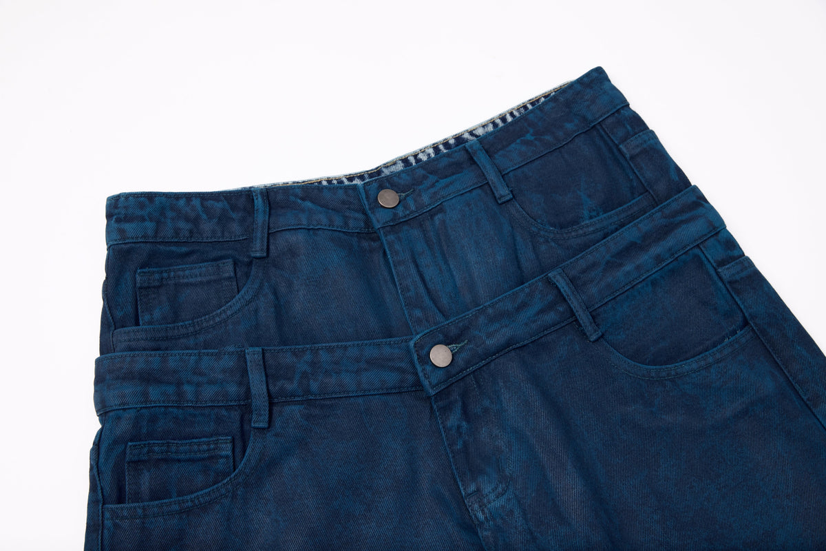 Jeans de pierna ancha con doble cintura y lavado Madxmarx