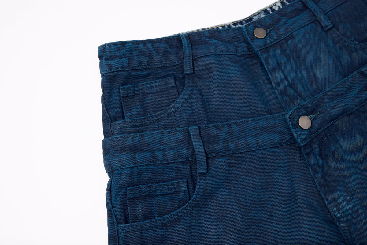 Jeans de pierna ancha con doble cintura y lavado Madxmarx