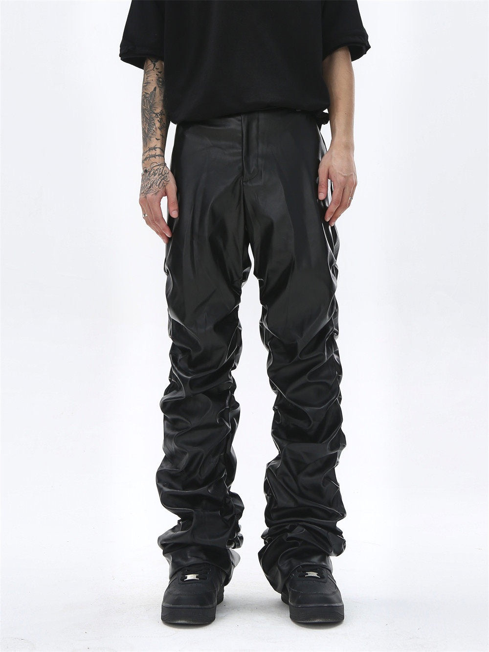 Pantalon froncé en similicuir Madxmarx