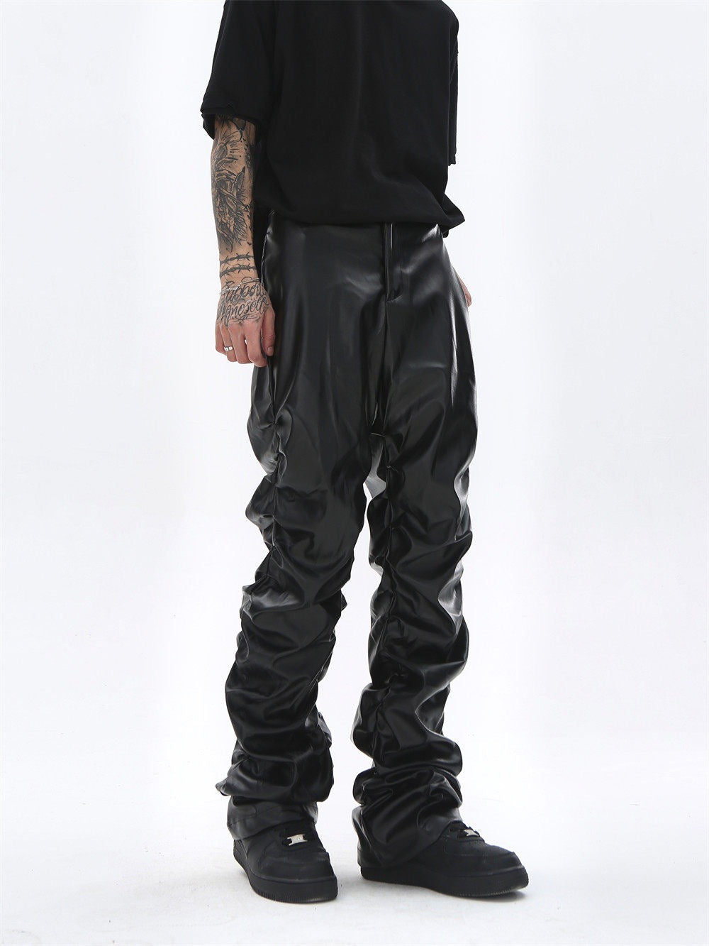 Pantalon froncé en similicuir Madxmarx