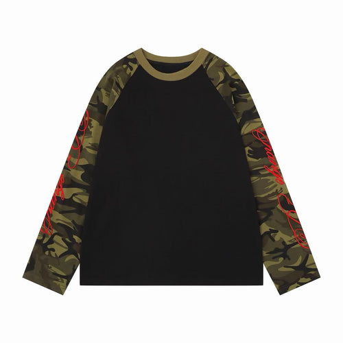 Madxmarx Camo Sleeve Raglan Long Sleeve Tee - M / Black