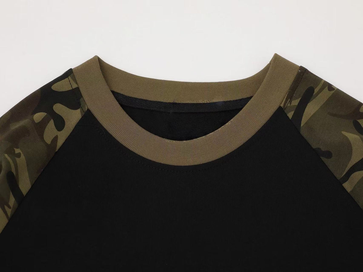 Madxmarx Camo Sleeve Raglan Long Sleeve Tee