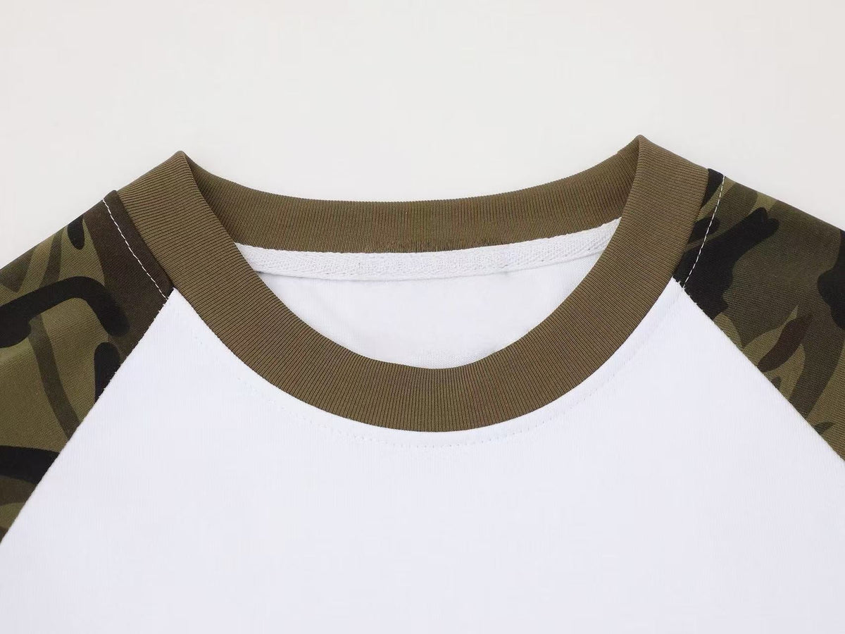 Madxmarx Camo Sleeve Raglan Long Sleeve Tee