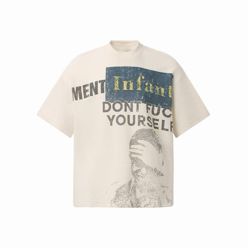 Madxmarx “Copycat Statement Waffle Tee” - M / Beige