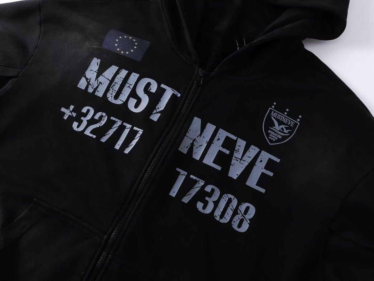 Madxmarx “Distressed Sport Zip Hoodie”