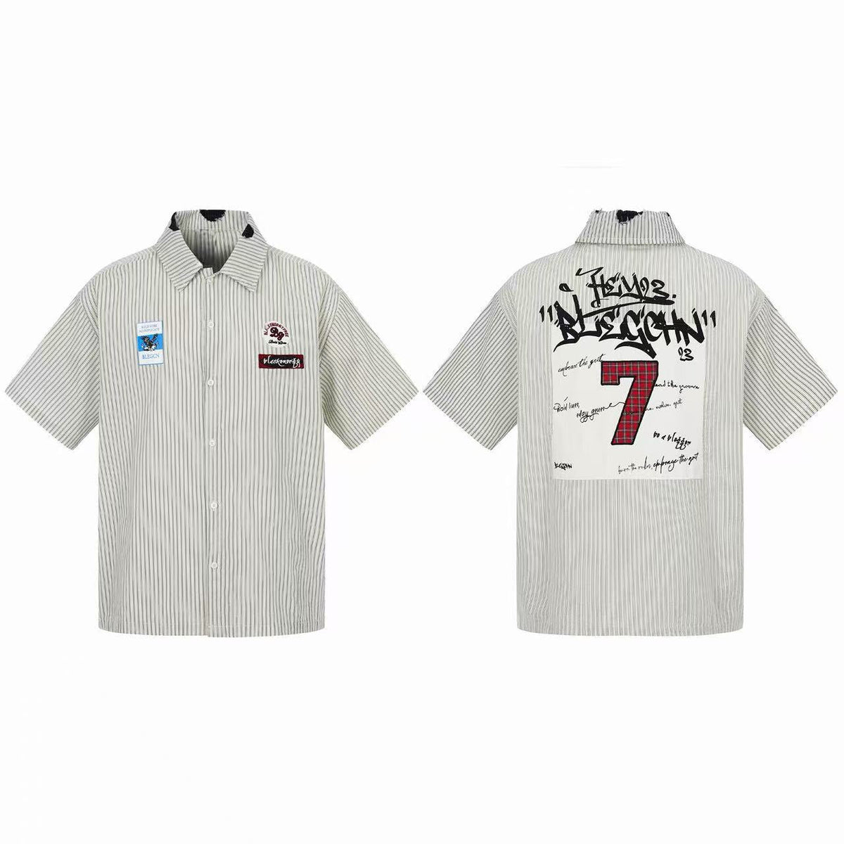 Madxmarx “Pinstripe Patch Graphic Shirt”