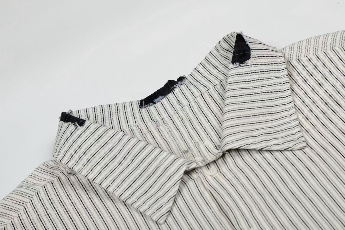 Madxmarx “Pinstripe Patch Graphic Shirt”