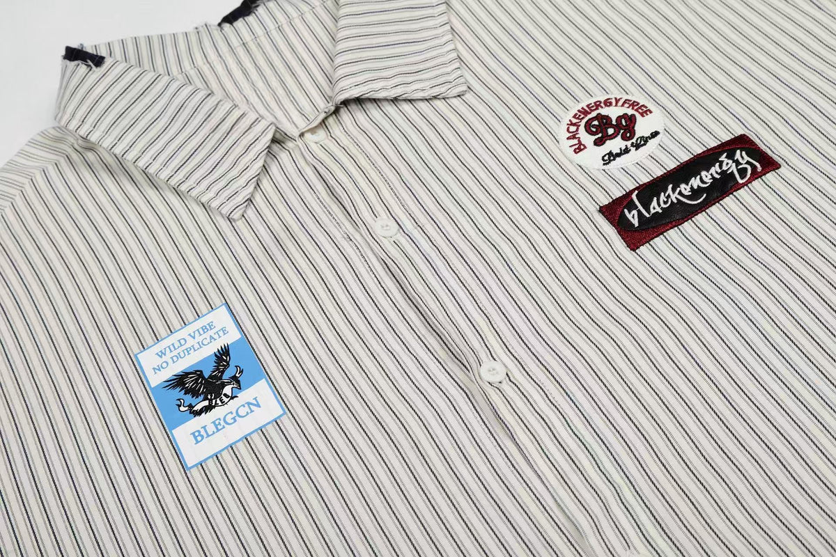 Madxmarx “Pinstripe Patch Graphic Shirt”