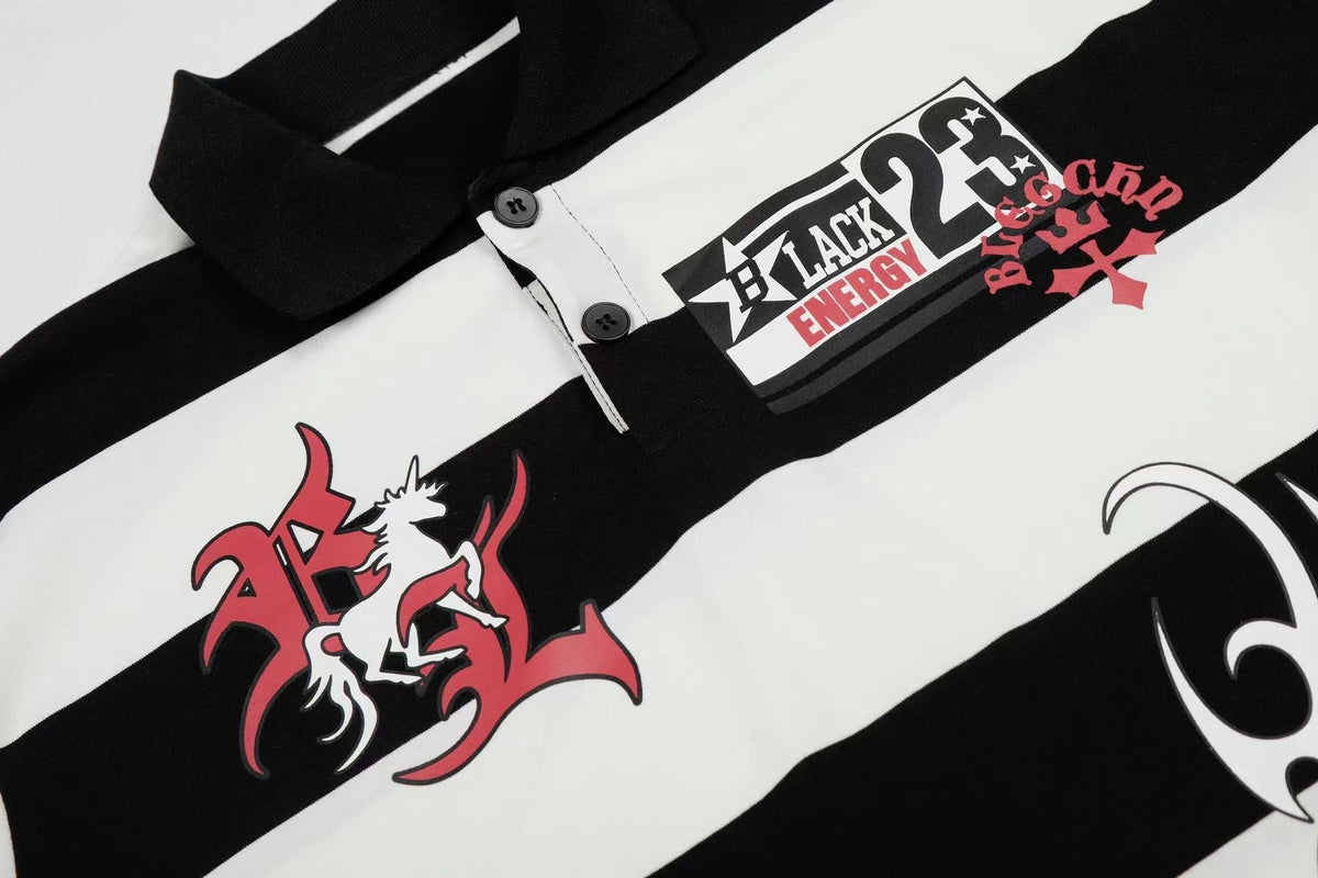 Madxmarx “Rugby Stripe Graphic Polo”