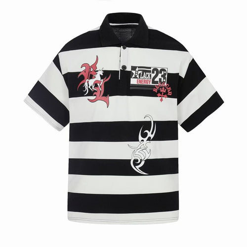 Madxmarx “Rugby Stripe Graphic Polo” - S / As Shown