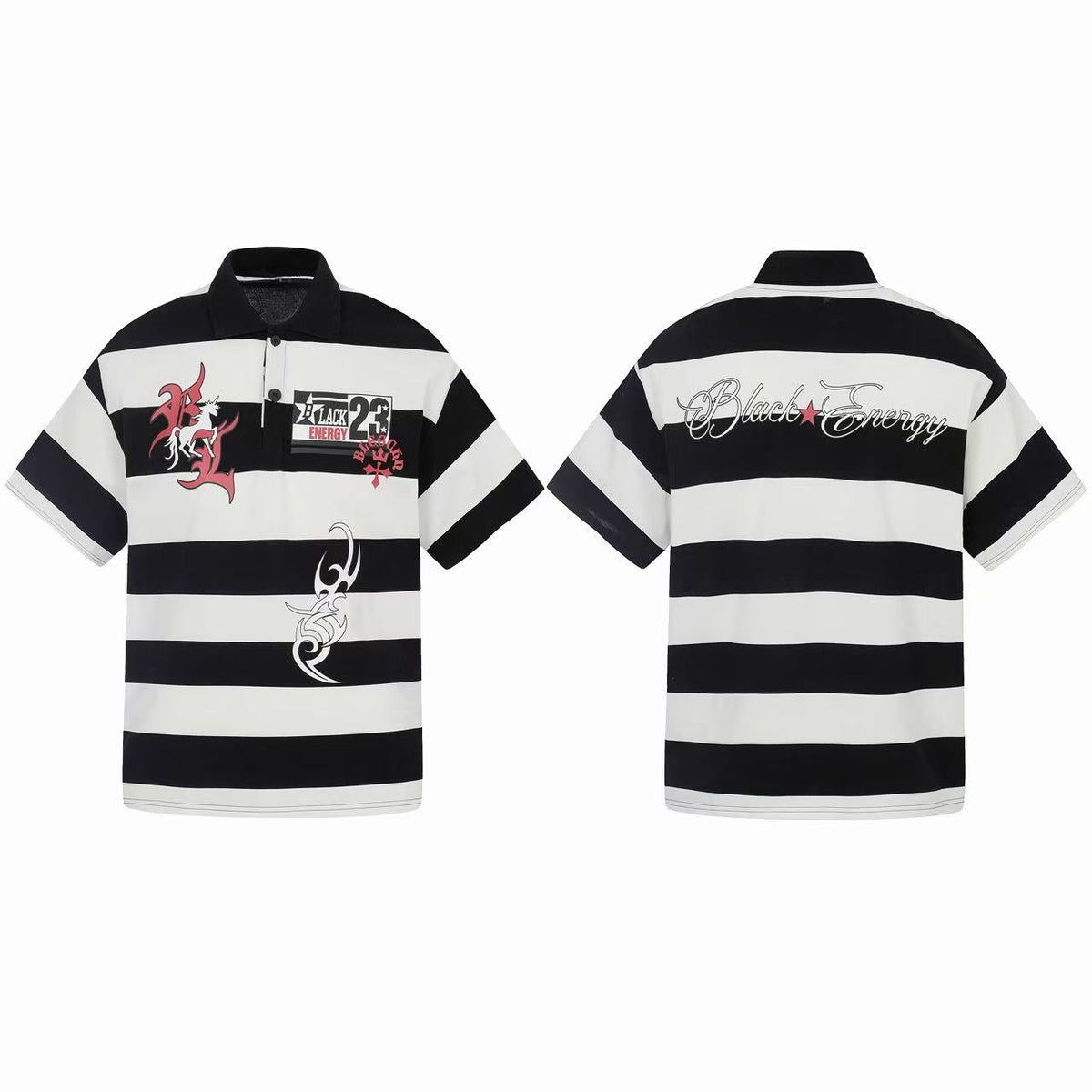 Madxmarx “Rugby Stripe Graphic Polo”