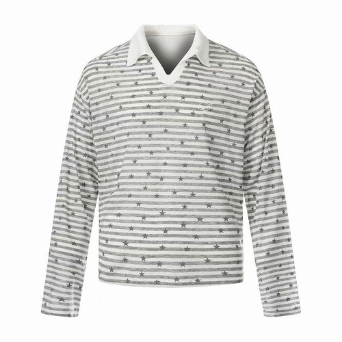 Madxmarx “Polo de manga larga a rayas” - S / Gris