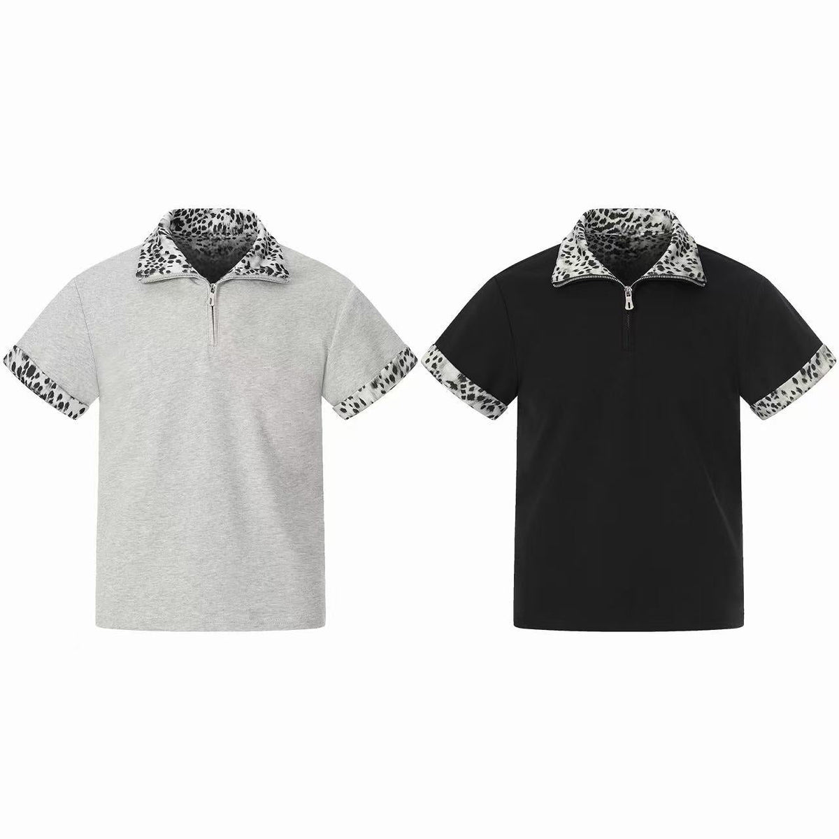 Madxmarx “Leopard Trim Zip Polo”
