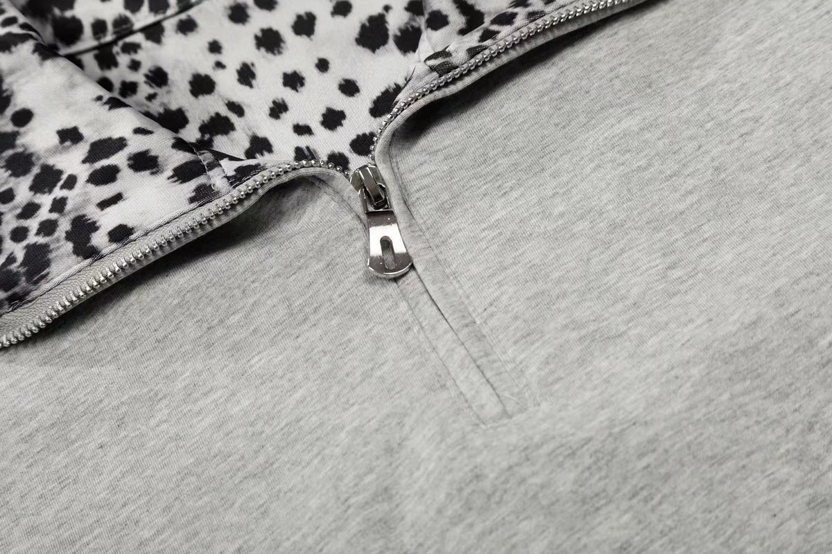 Madxmarx “Leopard Trim Zip Polo”